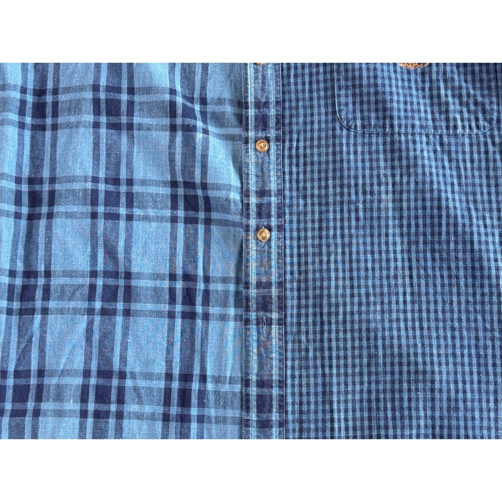 Vintage Chaps Ralph Lauren Shirt Medium Color Pattern Block Blue Long Sleeve - Picture 6 of 10